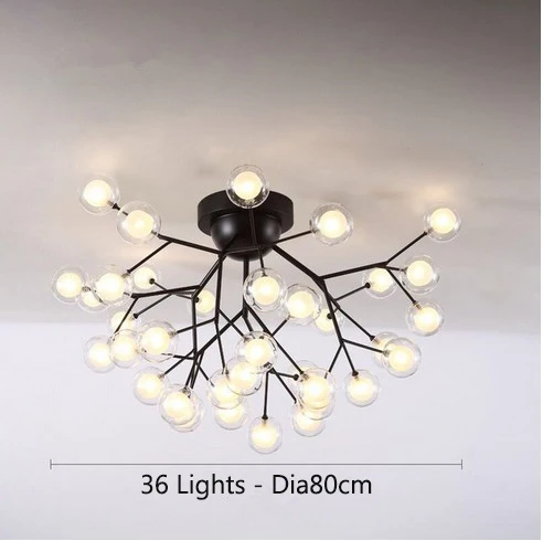 36 lights black Современная светодиодная люстра, металлическая молекулярная лампа, подвесной потолочный светильник, стеклянный шар, лампа для гостиной, столовой, спальни, светильник, светильники - Цвет абажура: 36 lights black