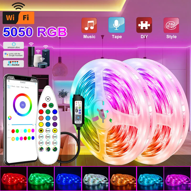 5M-30M LED Light Strip 5050 Bluetooth WIFI Waterproof RGB 2835 Decoration BackLight Lamp Night light Luminous String For Bedroom | Лампы и