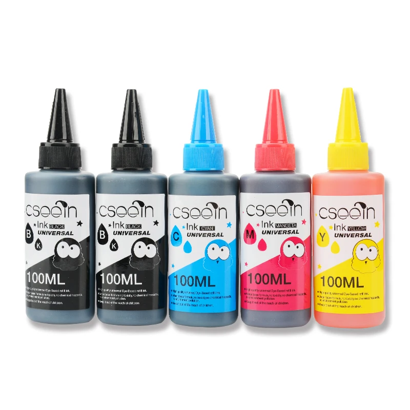 5 PK Color Dye Refill Ink Replacement For HP Kit 100ML Bottle ink for Epson Premium for Canon Inkjet Printer For Brother