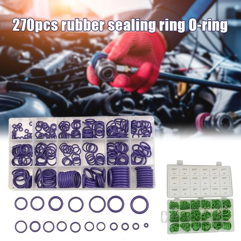 

270Pcs Car Auto Air Conditioning Rubber Seal O Rings 18 Sizes Repair Assortment Accessories Set F-Best automóviles, recambios