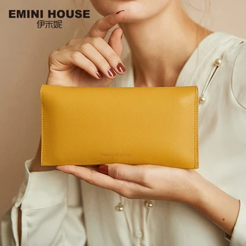 

EMINI HOUSE Split Leather Biford Wallet Large Capacity Women Wallet Card Holder Organizer Ladies Purse Long Wallet