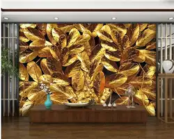 Золотой лист ТВ фон украшение стены живопись 3d фрески обои для гостиной