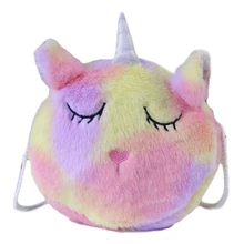 Мини-плюшевый Кошелек с рисунком единорога для девочек, сумка на молнии, сумка на плечо, сумка-мессенджер, плюшевый кошелек, сумка для наушников