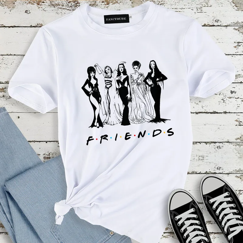 Футболка с готическим рисунком Friends Tee Harajuku женская футболка с буквенным принтом с коротким рукавом и круглым вырезом Женские топы