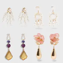 Лучшие женские винтажные Разноцветные квадратные висячие серьги ZA для женщин, металлические Висячие блестящие рождественские подарки, ювелирные изделия, Модный богемный