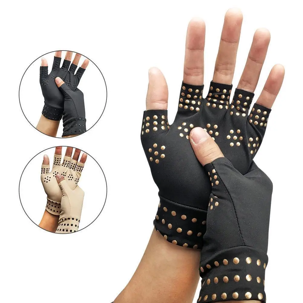 1 Pair Magnetic Therapy Fingerless Gloves Arthritis Pain Relief Heal Joints Braces Supports Health Care Yoga Sport Safe Wrist