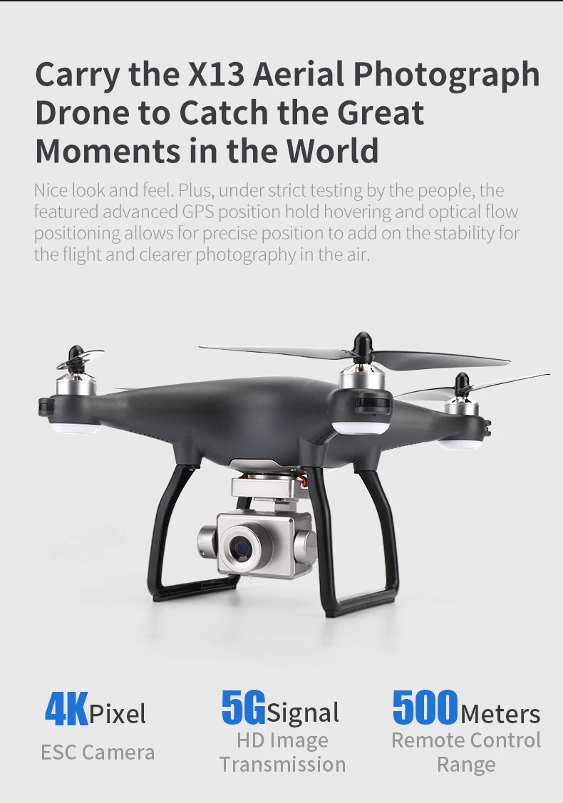 Jjrc Drone Wifi Fpv Esc 4 k hd Câmera Grande Angular Seguindo Brushless rc Quadcopter Profissional Selfie X13 Gps 5g 3 Cheap RC Quadcopter