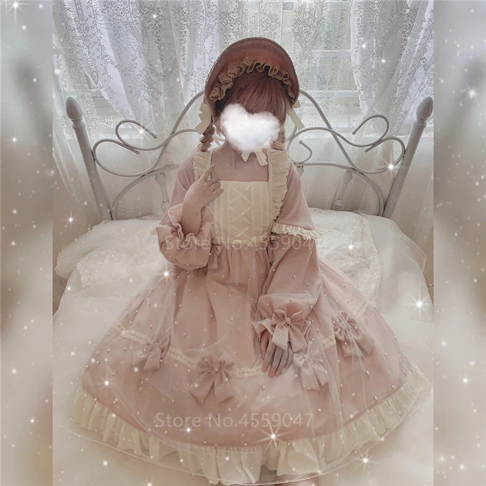 Викторианский дворец для женщин ОП жемчужная кукла платье лолиты японский стиль каваи девушки благородный бант Чай Вечерние Хэллоуин Косплей Костюм