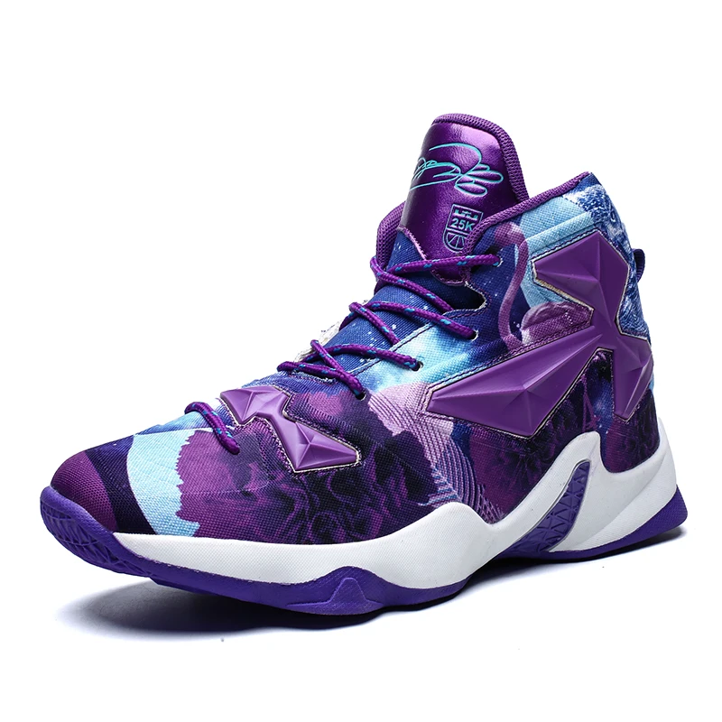 Высокие баскетбольные кроссовки мужские уличные кроссовки мужские износостойкие кроссовки амортизирующие дышащие спортивные кроссовки унисекс 36-45 - Цвет: Purple