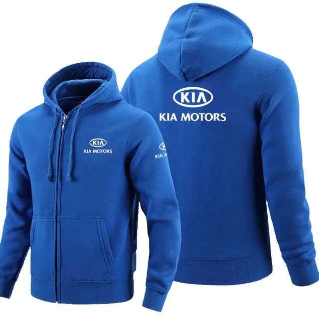 Толстовки с капюшоном на молнии логотип Kia толстовка с капюшоном из флиса с длинным рукавом мужская куртка на молнии Толстовка f - Цвет: 1