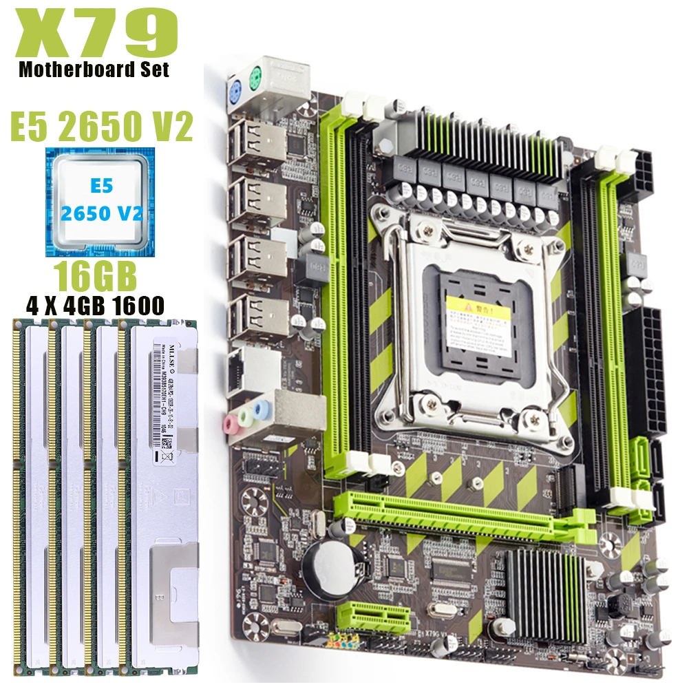 Computer Motherboard Set X79 Kit 2650v2 Xeon E5 2650 V2 Cpu Max 16gb 4x