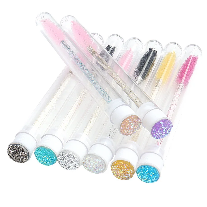 Mascara Wands Eyebrow Brush Eyelash Brush Eyelash Kits Disposable Reusable Diamond Sparkling Dust-Proof Bling Tube eyelashes brush comb,makeup brushes,eyelashes brush,disposable eyelash brushes,makeup set,makeup tool set,eyelash accessories