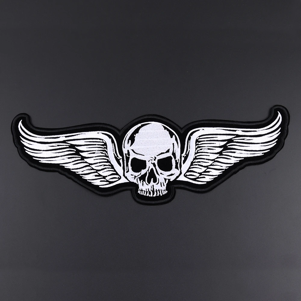 Skull Patch Big Motorcycle Jacket Patches Rock Wings Biker Iron On Ironing
