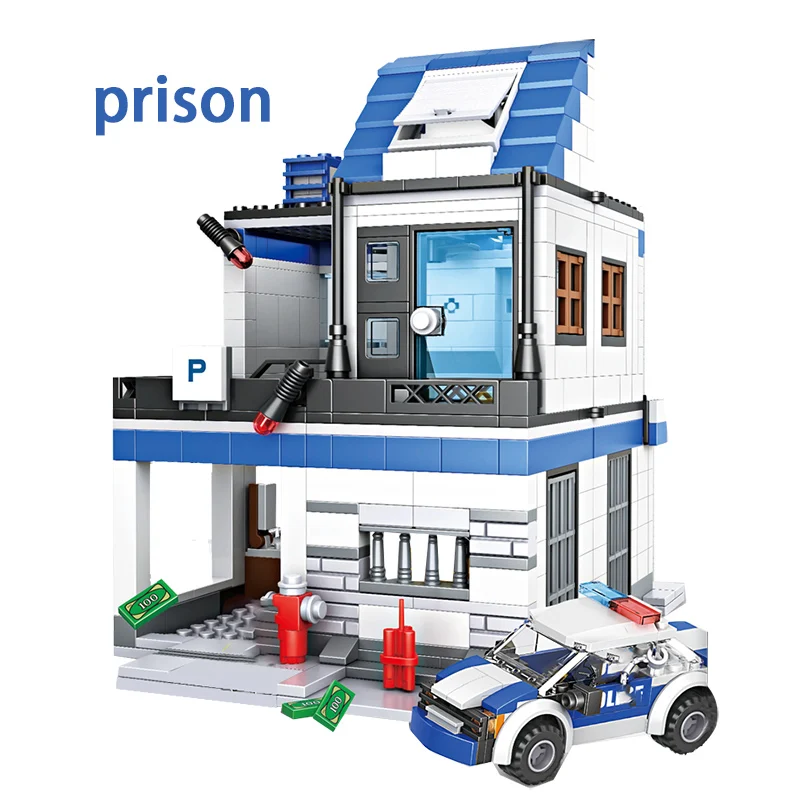  746PCS City Police Station Building Blocks For Legoing Military SWAT WW2 Helicopter Car Team Bricks