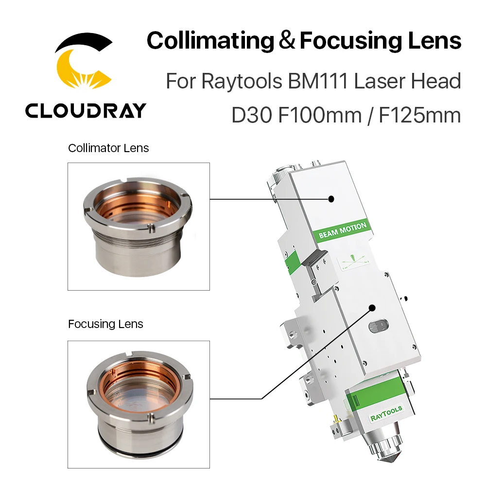 Cloudray BM111 0-3 кВт Коллимация и фокусировка объектива D30 F100 f125мм с держателем объектива для Raytools Лазерная режущая головка BM111