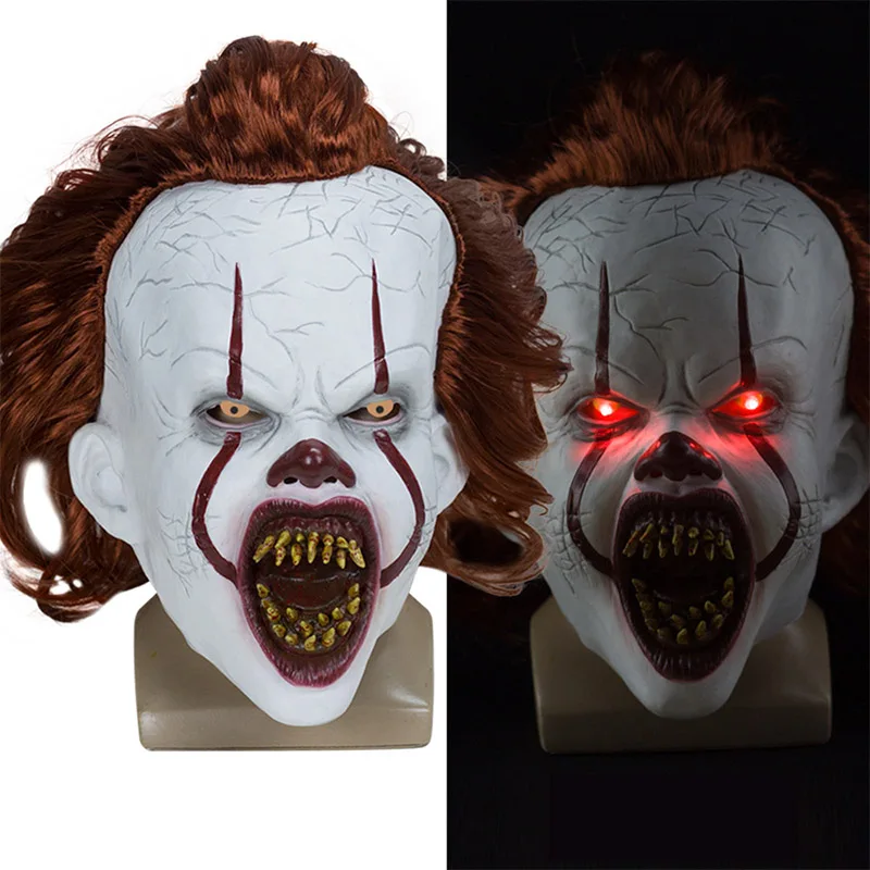 Хэллоуин СВЕТОДИОДНЫЙ Stephen King's It Horror Pennywise Joker Mask косплей Chapter два клоуна латексные маски шлем вечерние реквизит люкс