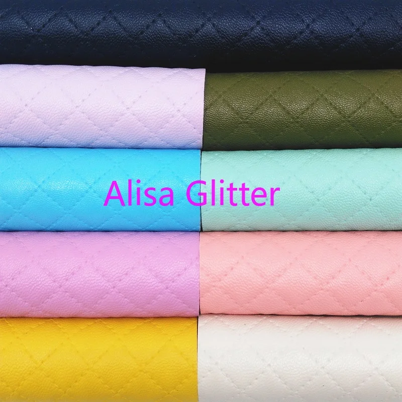 

1PCS A4 SIZE 21X29cm Alisa Glitter Embossed Plaids Faux Leather Fabric, Synthetic Leather Fabric Sheets for Bow DIY F25B