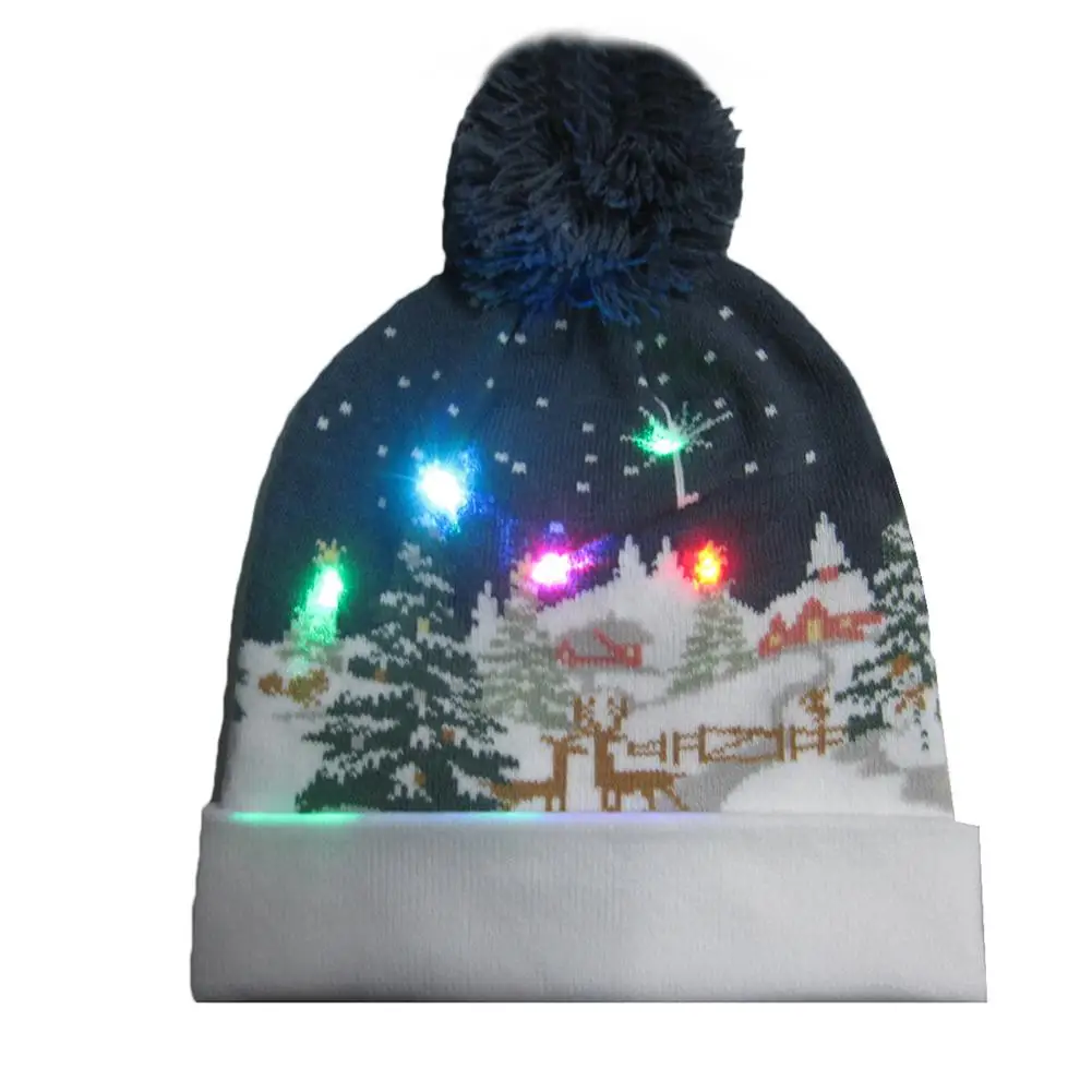 Год, светодиодный светильник, рождественские шапки, вязаный свитер, Рождественский светильник, вязаная шапка для детей и взрослых, для рождественской вечеринки - Цвет: 22