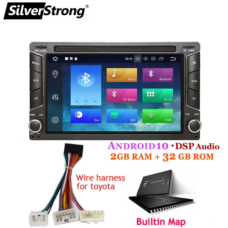 Автомобильный радиоприемник SilverStrong android 10 0 2Din DSP DVD 32G универсальный стерео