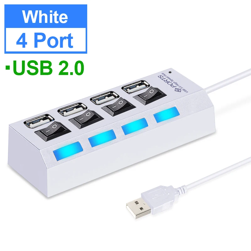 USB 2.0 HUB 4 Port USB 3,0 концентратор 2,0 концентратор Мульти USB разветвитель 4/7 порт расширитель несколько USB 3 Hab с адаптером питания USB3.0 концентратор с переключателем для ПК - Цвет: USB 2.0 HUB 4 Port