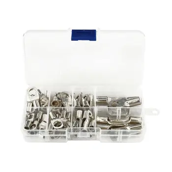

60pcs Tin Plated Copper Tube Terminals Battery Welding Cable Lug Ring Crimp Connectors Kit SC6-SC25 Copper Tube Terminals Set