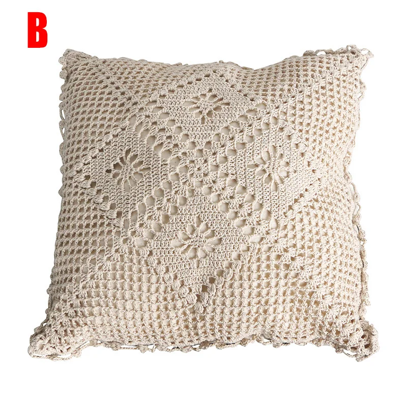 Bohemia Weaving Pillow Cover Hug Pillowcase for Hold Pillow Home Decor Hollow Solid Color DIN889 - Цвет: green