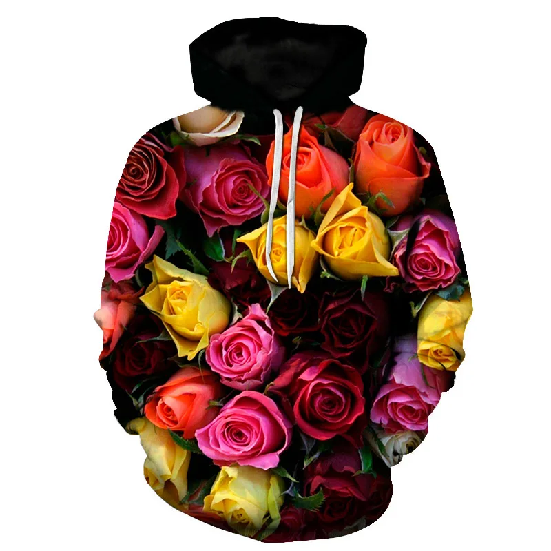 Hot New Design Flowers Hoodies Men/Women 3d Sweatshirts Digital Print Rosa Roses Floral Hooded Harajuku Hoodies Brand Hoody Tops - Цвет: picture color