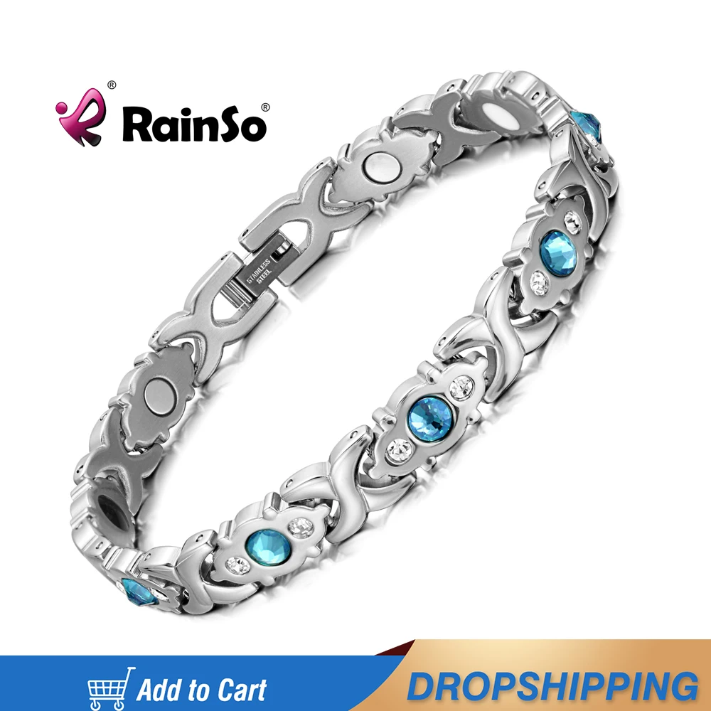 Женский магнитный браслет RainSo изящная цепочка из нержавеющей стали с