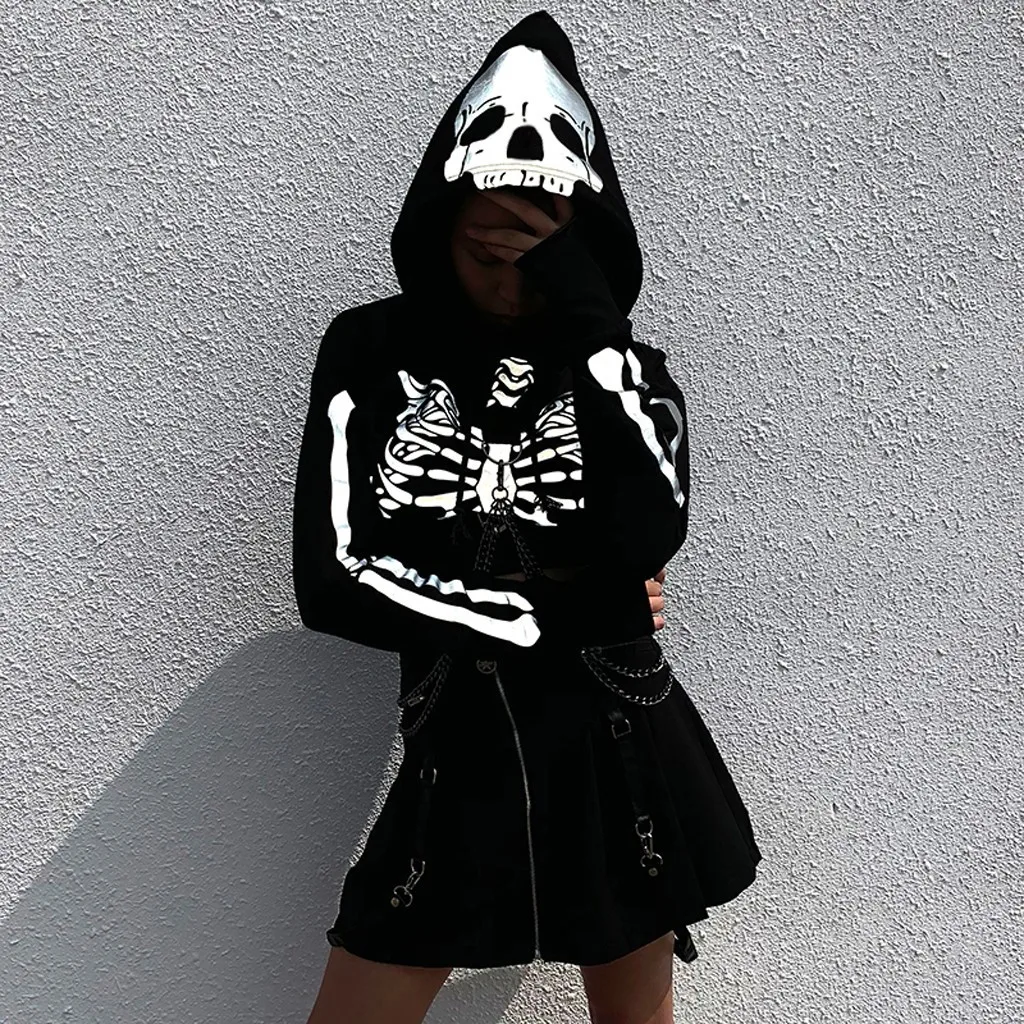 Крутой стиль, уличная одежда для девочек, толстовки, зимние женские толстовки с длинным рукавом и принтом грудины с капюшоном, повседневные топы, толстовки для женщин