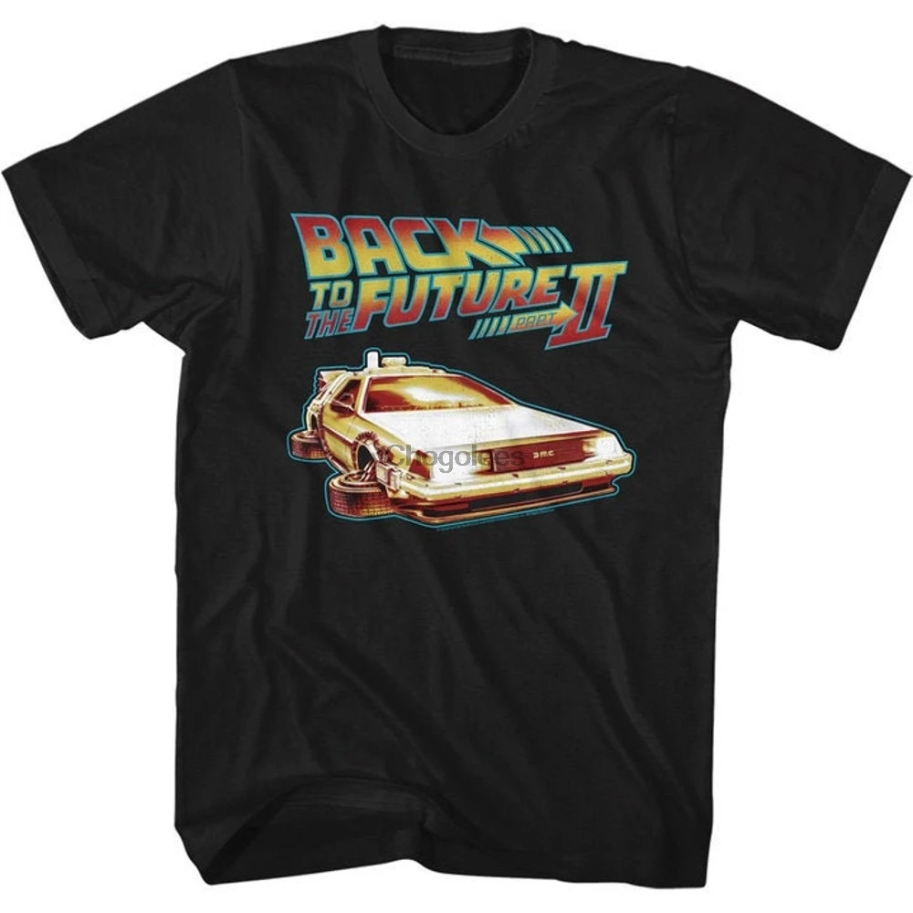 Back To The Future Part 2 DeLorean Car Black Shirts