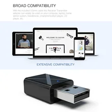 Elisona Мини Bluetooth 5,0 передатчик приемник адаптер с 3,5 мм Aux кабель для автомобиля ПК ТВ компьютер ноутбук MP3 CD смартфон