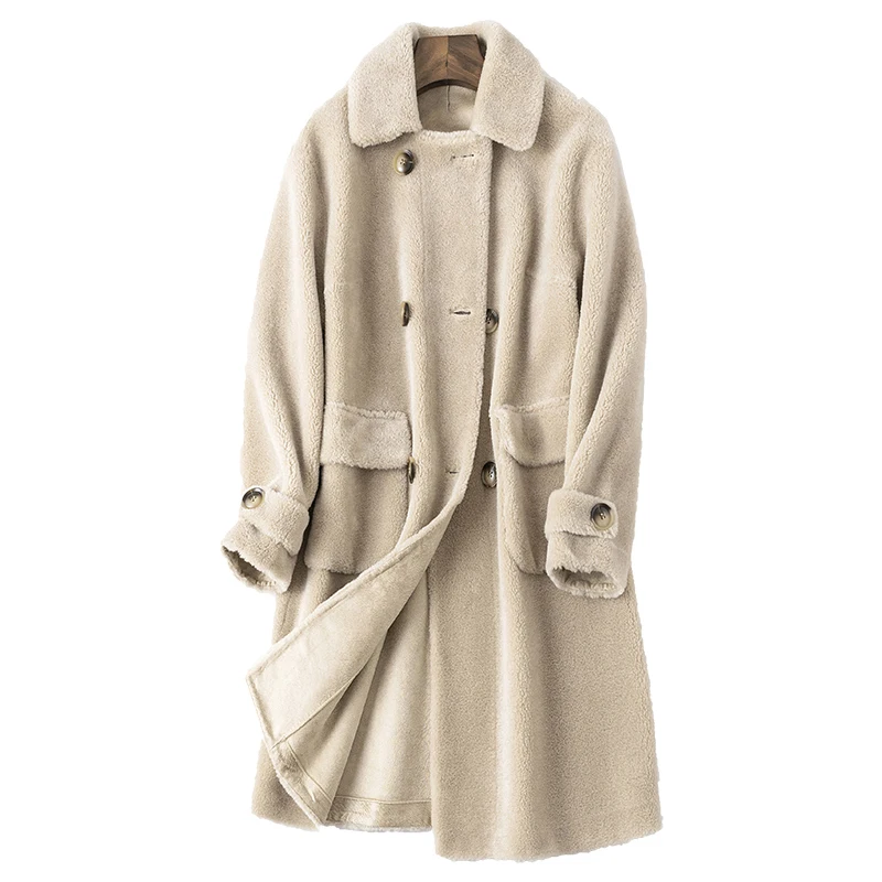 Женское пальто из натурального меха зимняя куртка 100% шерсти женская одежда 2020