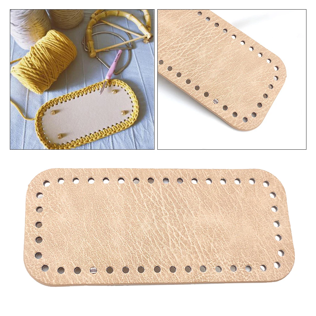 PU Leather Oval Long Knitting Crochet Bags Nail Bottom Shaper Pad Bag Cushion Base with Holes Handbag DIY Handbag Accessories