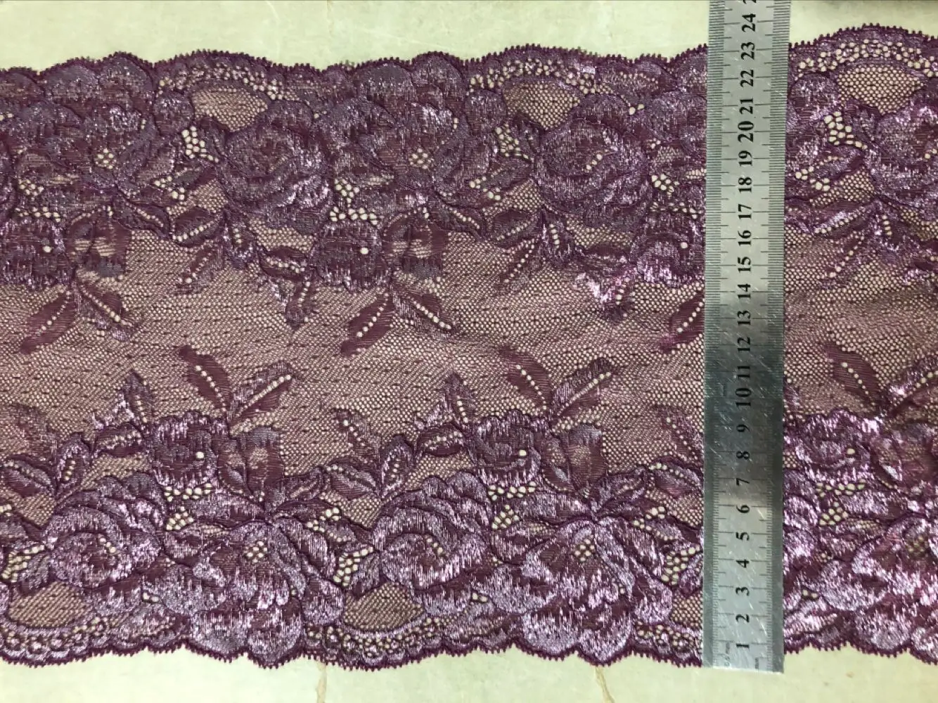 3y/lot 22cm Pink Silver Elastic Lace Trim Red Dark Purple Skirt Hem Underwear Sewing Craft DIY Apparel Fabrics Lace Wholesales 4