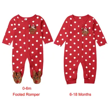 

Baby Boy Girls long sleeve red Dotted deer Romper Clothes Kids overall Costume 0-18 Months One-Piece Jumpsuit Outfits