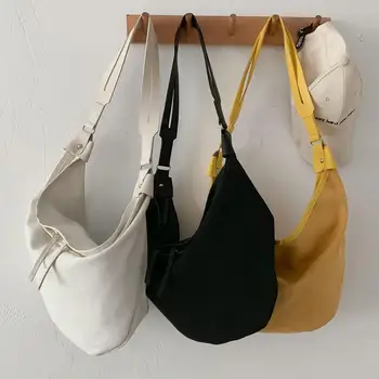 

Simple Large Capacity Women Fashion Single Shoulder Bag Casual Cross Body Bag Solid Canvas Handbags Leisure Messenger Bags