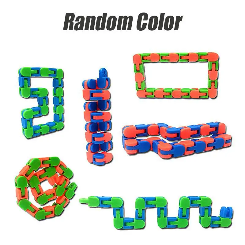 1Pcs Chain Wacky Tracks Snap Click Fidget Toys Anti Stress Kids Autism Snake Puzzles Classic Sensory Antistress Toy snapper fidget toy Squeeze Toys