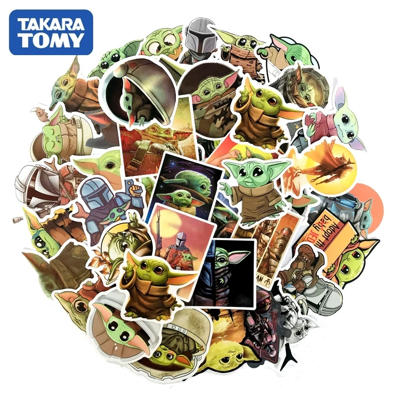 Takara Tomy 50 шт./компл. "Звездные войны", Герой мультфильма йода Детская ПВХ декоративная граффити наклейки на плоской подошве стакана воды наклейки