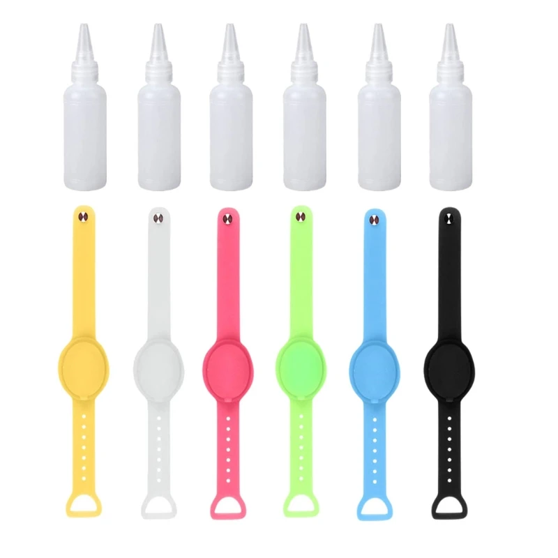 

Pcs Liquid Wristband Hand Dispenser Silicone Refillable Wristband for Adult Kid 83XF