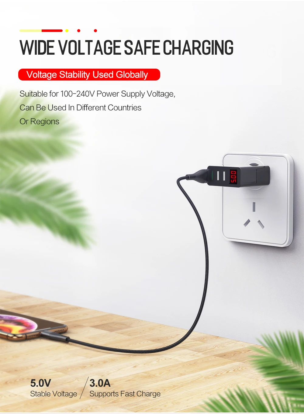 ROCK USB Quick Charge 3,0 зарядное устройство для телефона iPhone X 8 7 iPad 30 Вт Светодиодный дисплей ЕС 3 порта Быстрая зарядка для samsung Xiaomi huawei