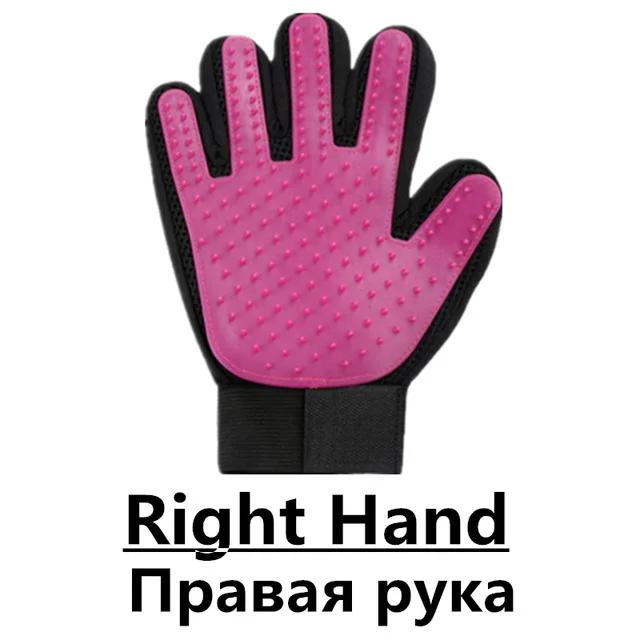 guante para gato dog Grooming Glove pet products mascotas cat Deshedding Hair Remove Cleaning Puppy Massage dla psa gatos perros Pink Right Hand
