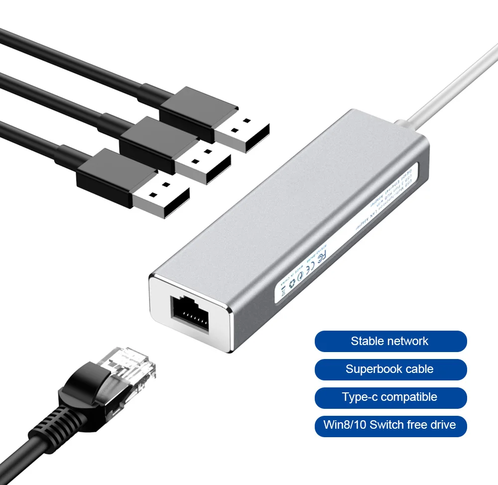 Тип c концентратор Тип с разъемами типа c и Gigabit LAN с концентратор RJ45 Мульти USB 3,0 адаптер для USB C ноутбук телефон Win7/8/10, Mac OS, Linux Vista