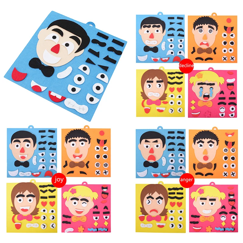 

1Set Creative 3D Parents And Kids Five Sense Organs DIY Assembling Puzzles Jigsaw Children Recognition Training Educational Toys