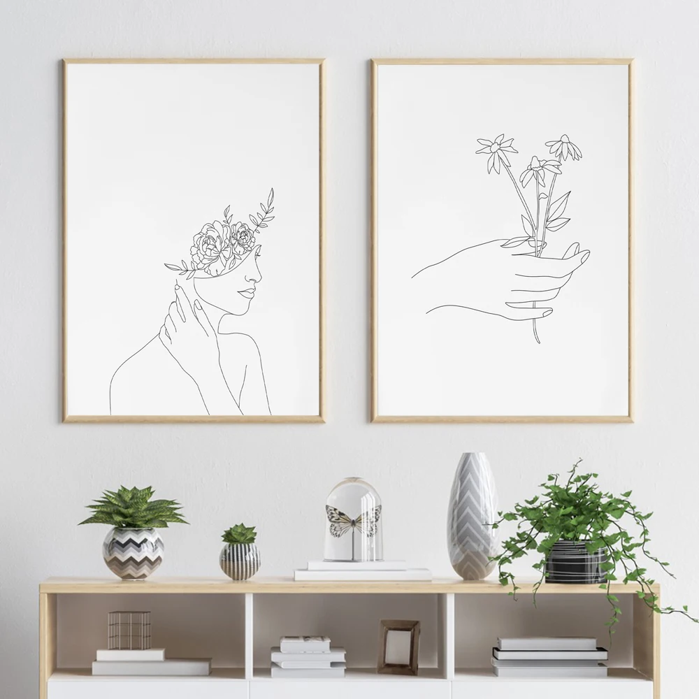 Abstract-Women-Line-Drawing-Nordic-Posters-Prints-Modern-Canvas-Painting-Wall-Art-Flower-Girl-Wall-Picture (3)