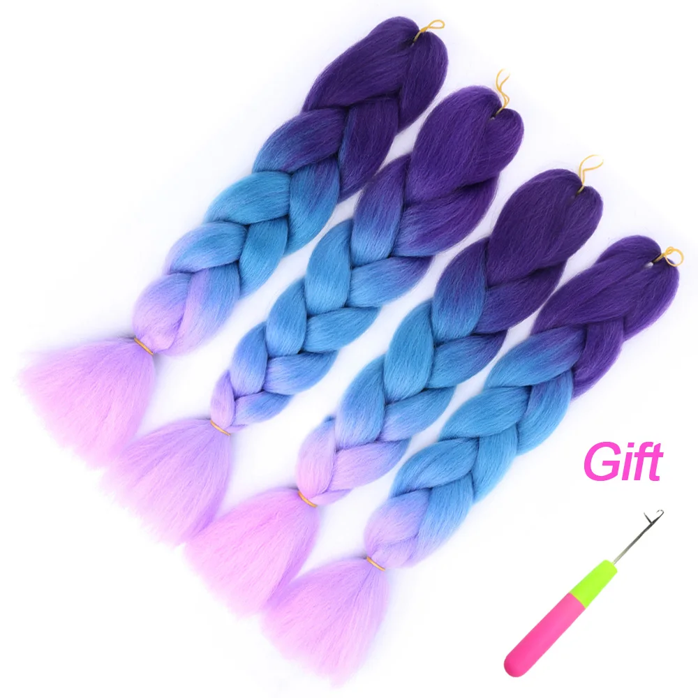 Black Star Braiding Hair Synthetic Jumbo Hair Ombre 24 Inch 100g/Pcs Hairs Crochet Box Braids Colors Extensions for Women