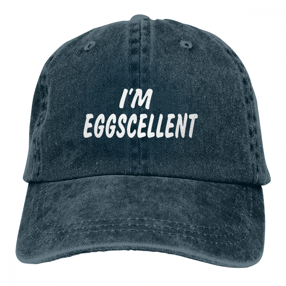 I'm Eggscellent Casquette черные унисекс Мужские Женские джинсовые бейсболка с ремешком кепки Регулируемая шляпа для гольфа папа