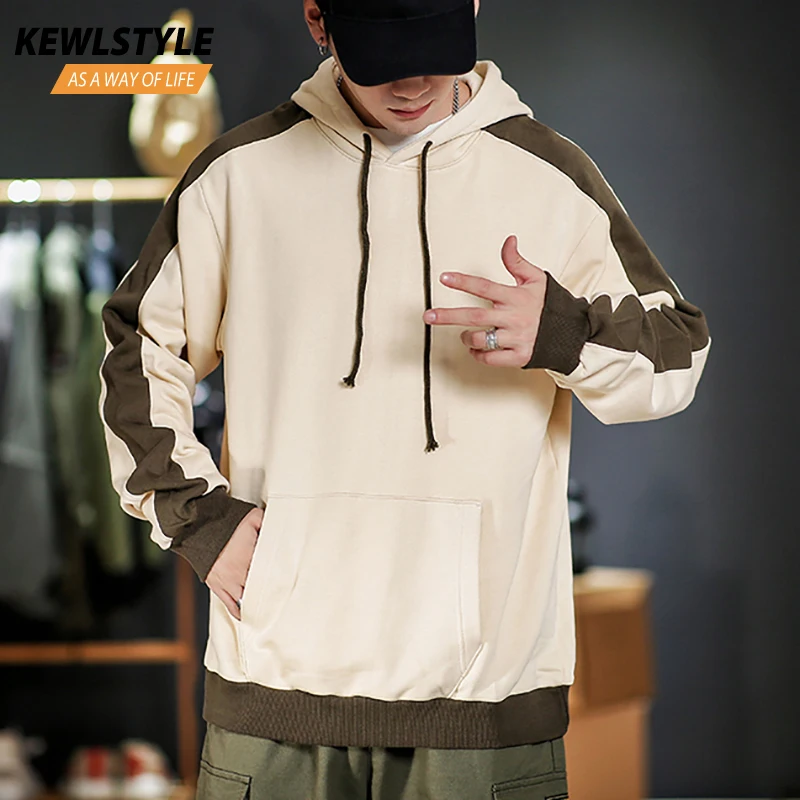 

Men's hooded hoodies men 5xl Korean clothes sweatshirts male hip hop 2019 autumn hoody streetwear side stripe front pocket HD54