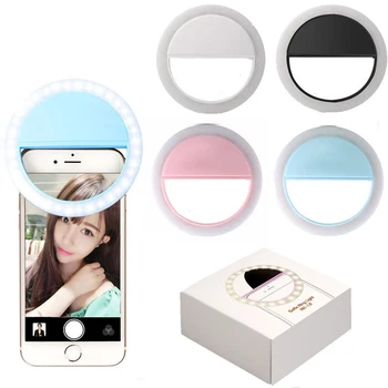 

RK-12 Mini Mobile Phone LED Beauty Fill Light Clip Camera Adjustable Brightness Mobile Phone White Ring Light Home Photography