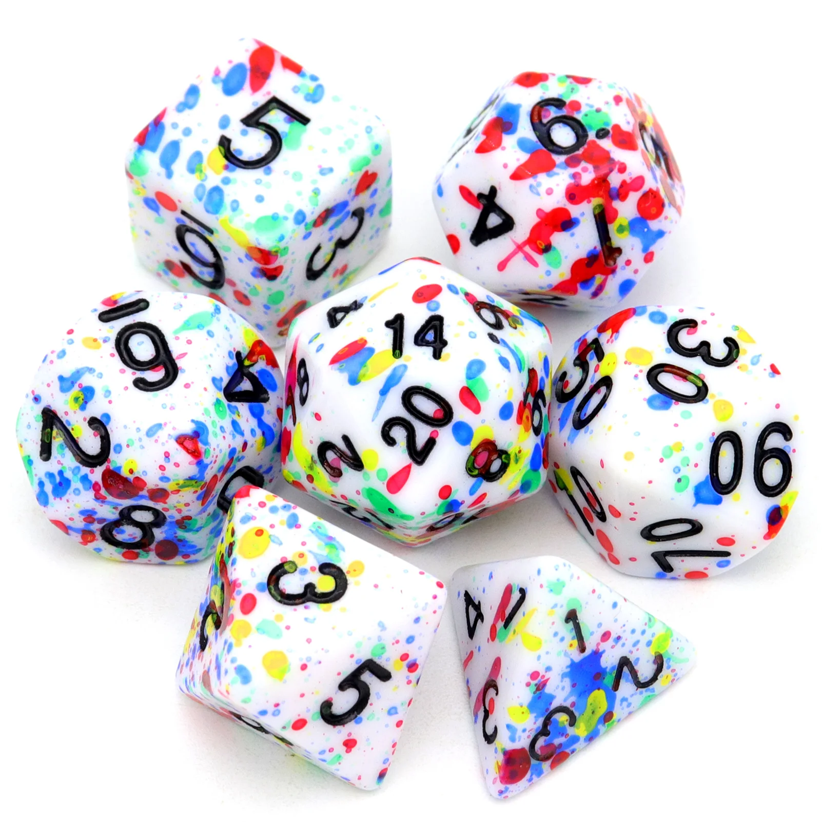 

Haxtec Rainbow DND Dice Set Speckled 7PCS Red Speckled Polyhedral D&D Dice for TTRPG