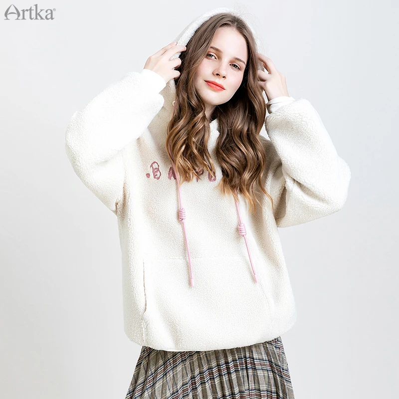 Женская толстовка с капюшоном ARTKA зеленая Толстая Свободная Повседневная